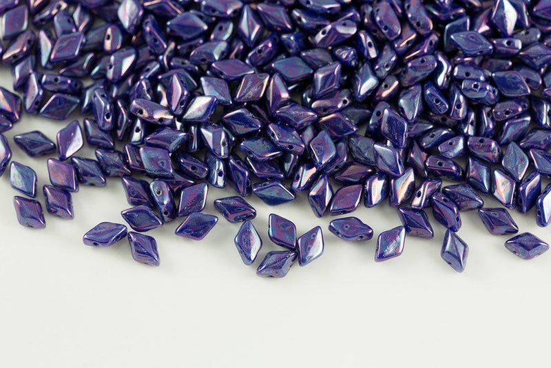 Gemduo 8×5mm Opaque Blue Nebula 2-Hole Czech Beads