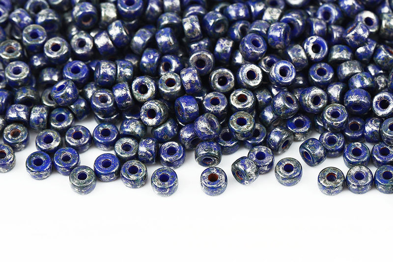 Matubo Round 2/0 Opaque Sapphire Picasso Czech Seed beads