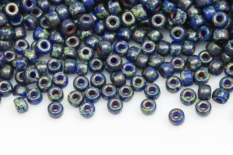Matubo Round 2/0 Opaque Sapphire Travertin Czech Seed beads
