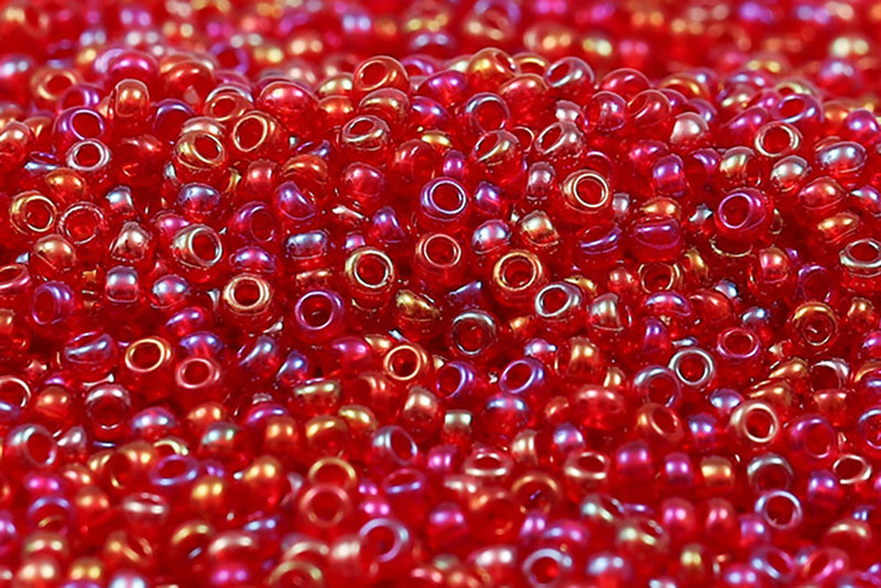 Preciosa Rocailles 11/0 Transparent Ruby Rainbow col.91090