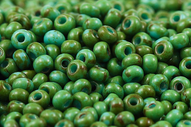 Preciosa Rocailles 6/0 Turquoise Green Travertin col.69130
