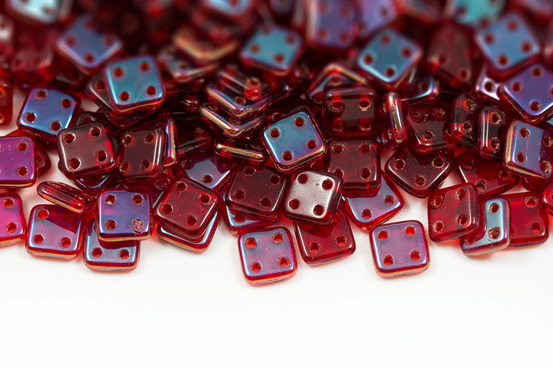 QuadraTile 6mm 4-Hole Czech Glass Beads Col. W90080