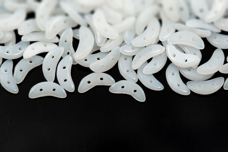 Crescent 3×10mm Alabaster White 2-Hole Czech Beads