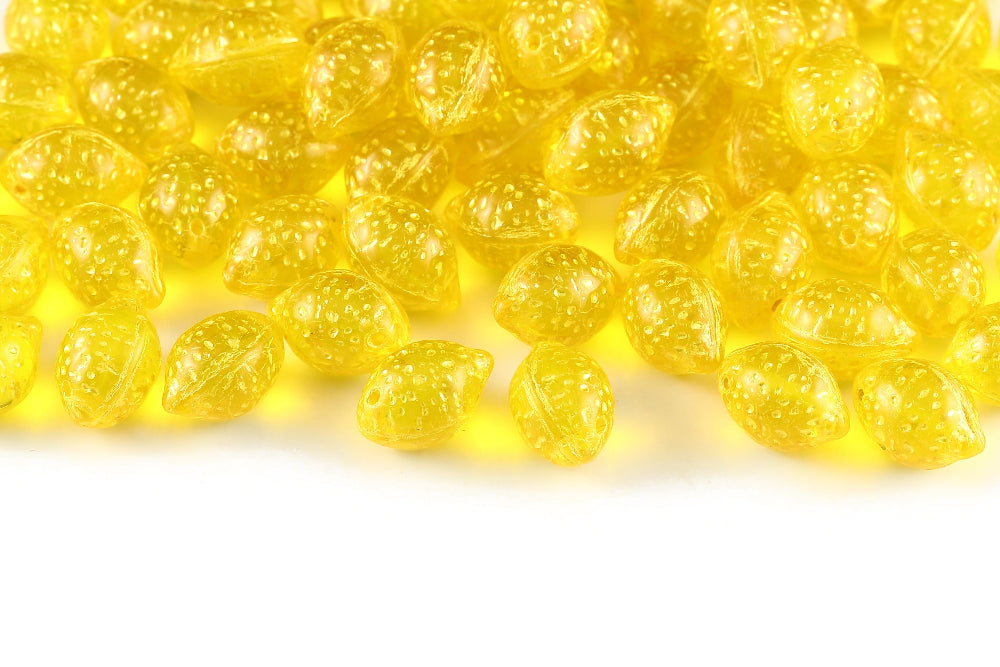 Lemon 14×10mm Crystal Lt.Yellow With Metallic Yellow 1-Hole Czech Beads