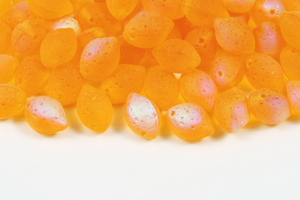 Lemon 14×10mm Transparent Yellow AB Matt 1-Hole Czech Beads