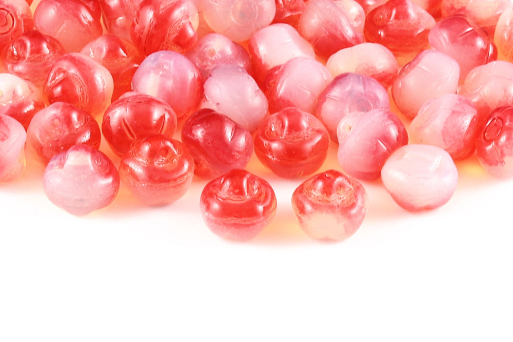Apple 12×12mm Crystal Yellow Paint Red White 1-Hole Czech Beads