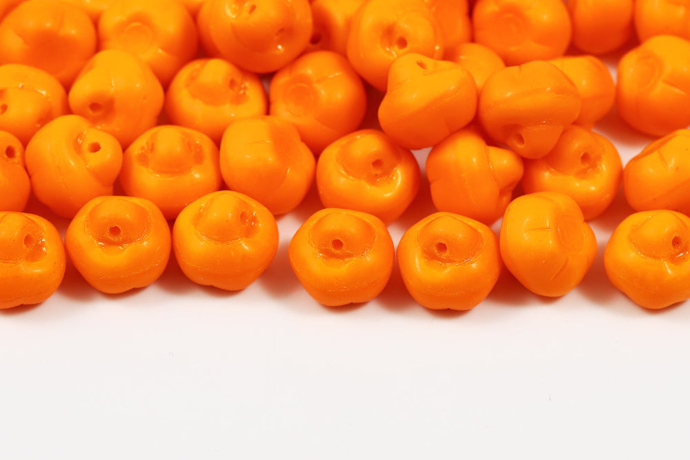 Apple 12×12mm Opaque Orange 1-Hole Czech Beads
