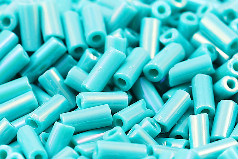 Preciosa Bugles 2″ Turquoise Green Rainbow col.64130