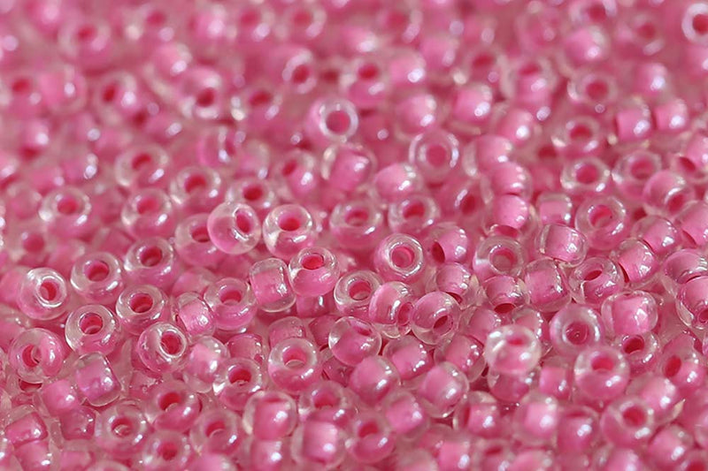 Preciosa Rocailles 10/0 Crystal Pink Lined col.38625