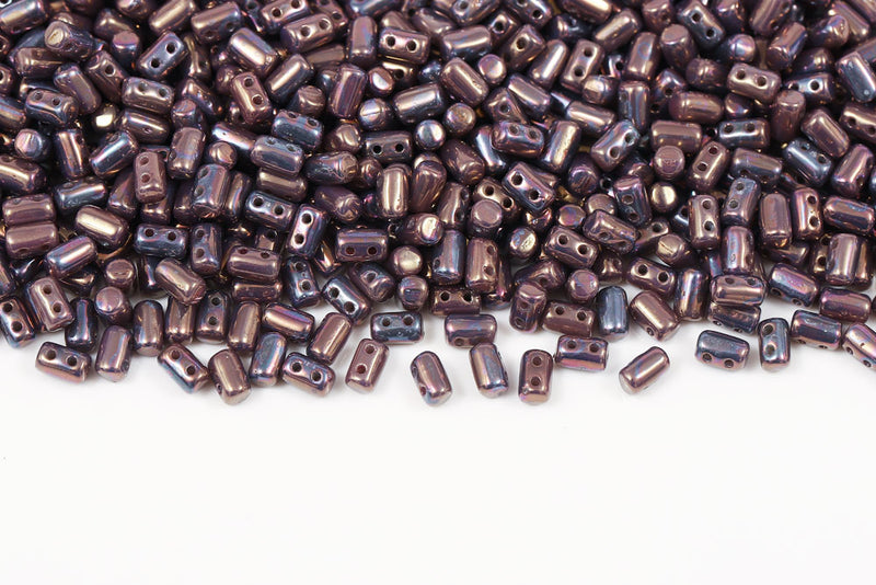 Rulla 5×3mm Opaque Gray Nebula 2-Hole Czech Beads