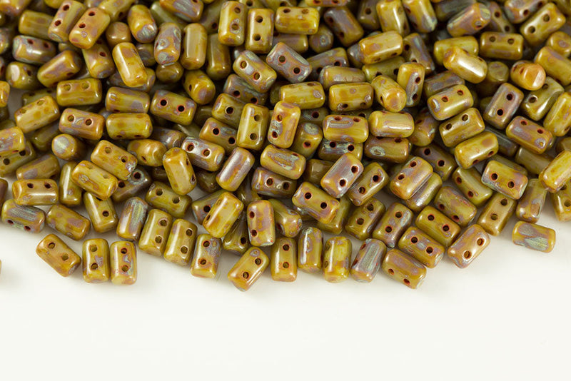 Rulla 5×3mm Opaque Gray Travertin Dark 2-Hole Czech Beads