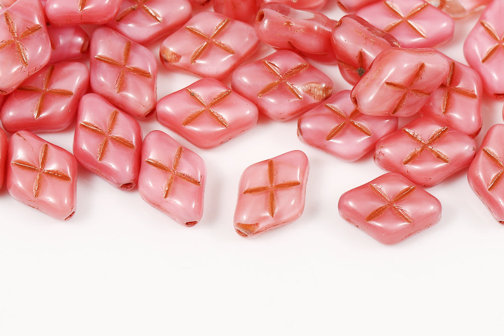 Waffles 12×8mm Crystal Rose Mixed With Rose Gold 1-hole Czech Beads