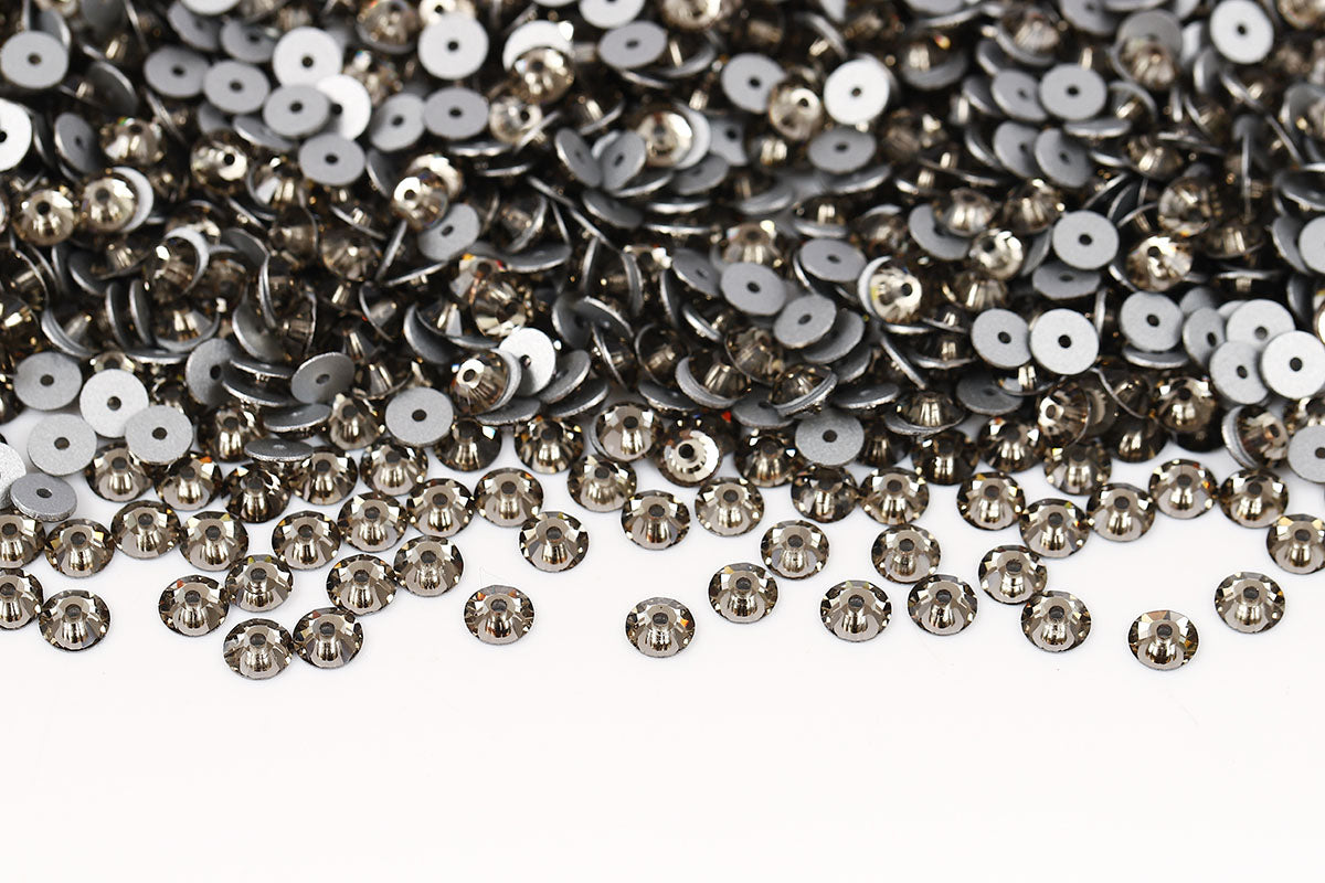 Preciosa Sew On Crystals Center Hole Flatback Black Diamond