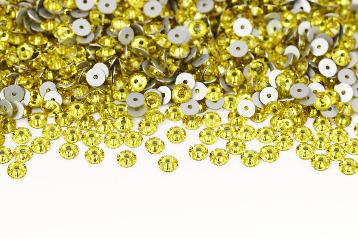 Preciosa Sew On Crystals Center Hole Flatback Citrine