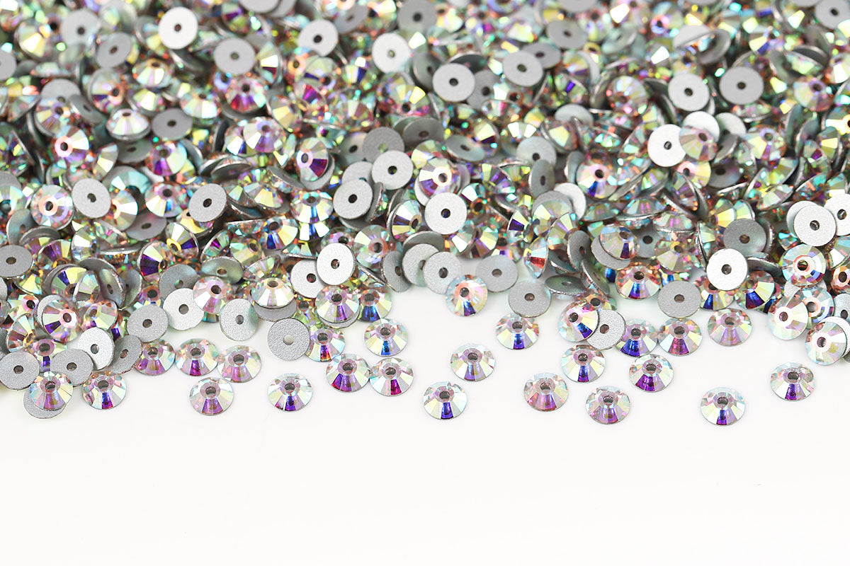 Preciosa Sew On Crystals Center Hole Flatback Crystal AB