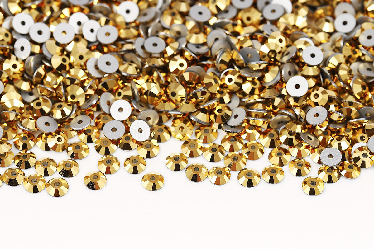 Preciosa Sew On Crystals Center Hole Flatback Crystal Aurum