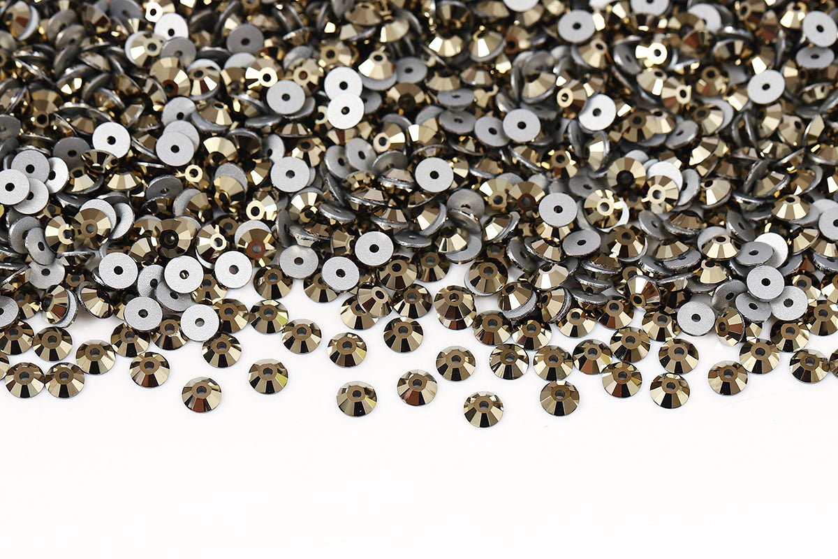 Preciosa Sew On Crystals Center Hole Flatback Crystal Starlight Gold