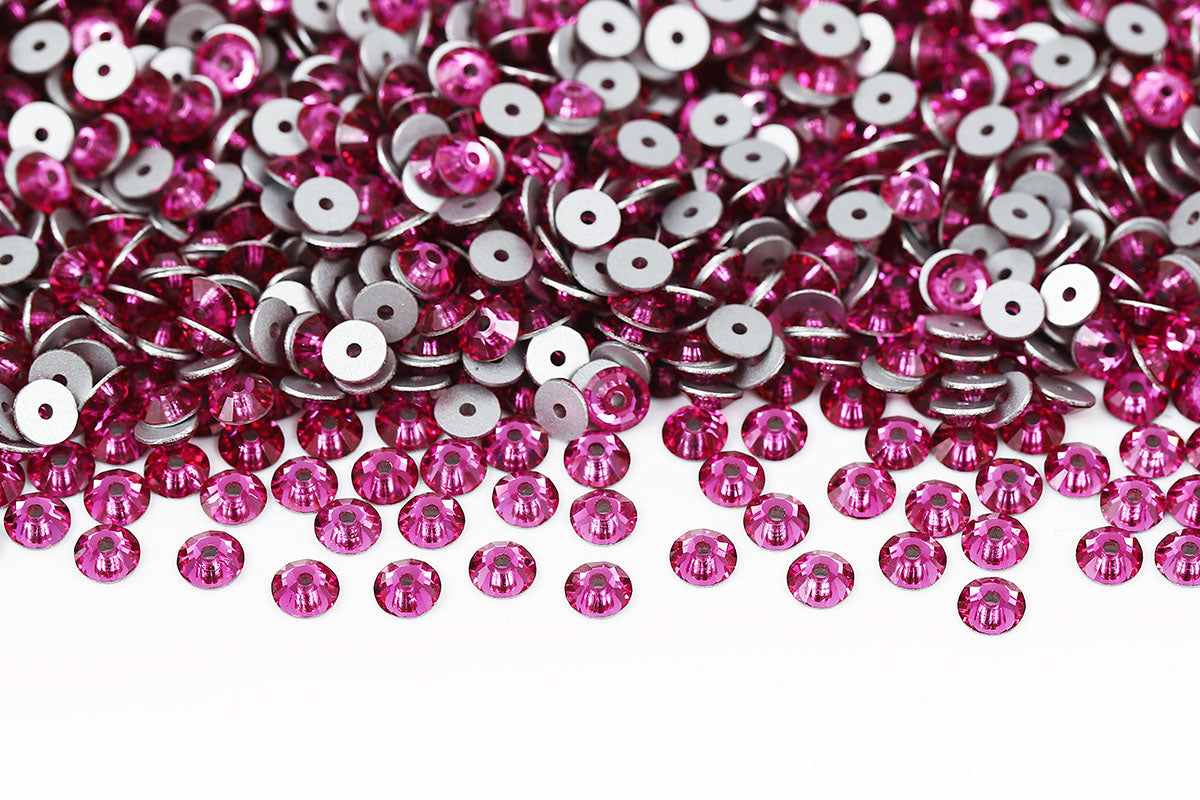 Preciosa Sew On Crystals Center Hole Flatback Fuchsia