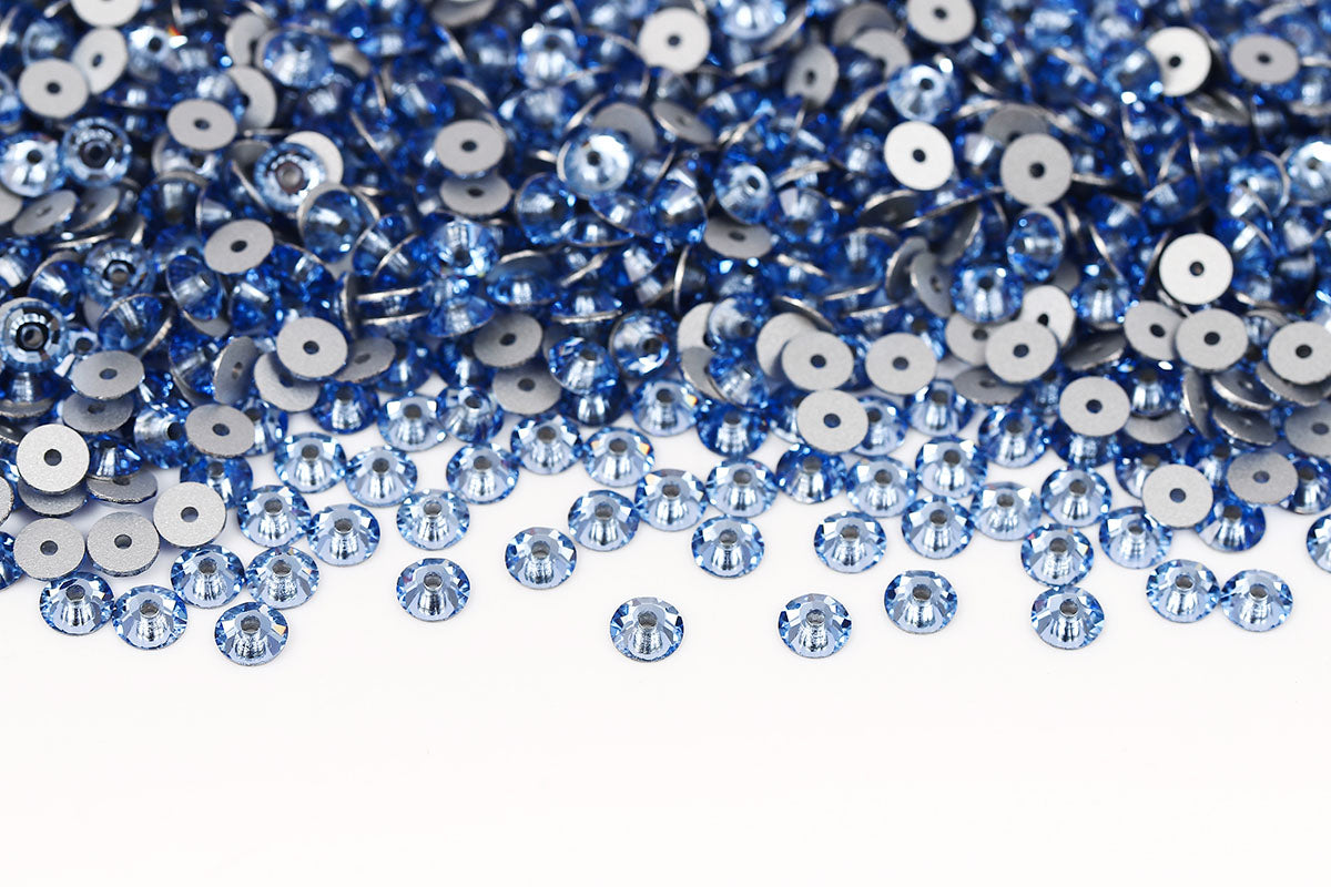 Preciosa Sew On Crystals Center Hole Flatback Lt.Sapphire