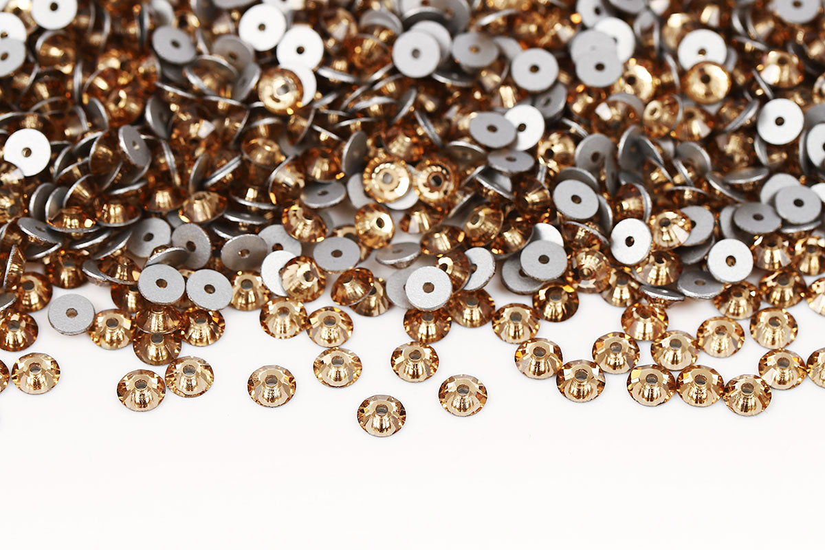 Preciosa Sew On Crystals Center Hole Flatback Light Colorado Topaz