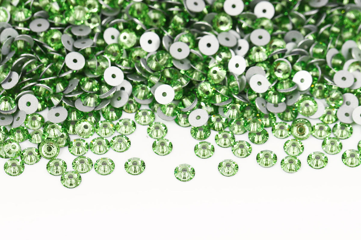 Preciosa Sew On Crystals Center Hole Flatback Peridot