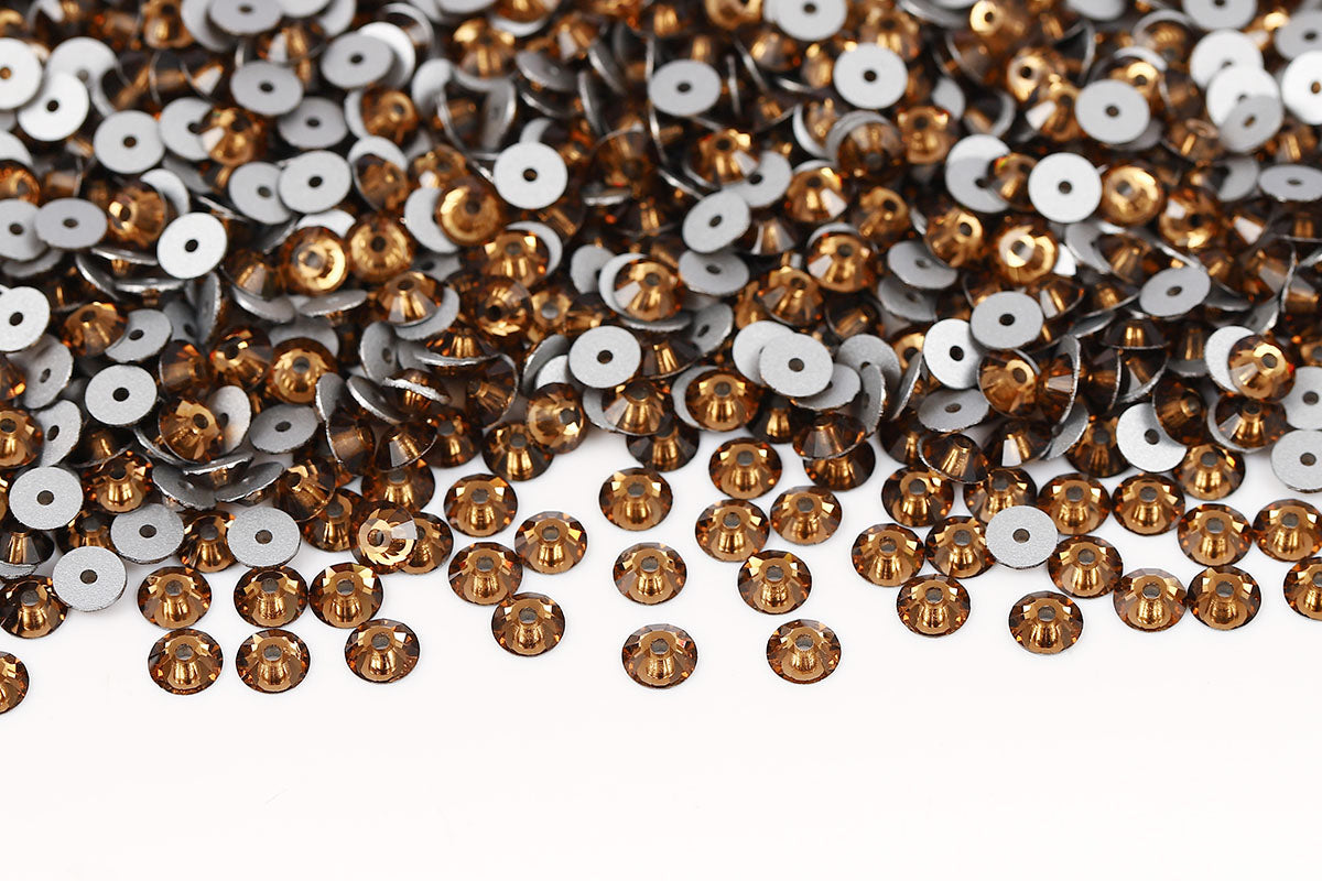 Preciosa Sew On Crystals Center Hole Flatback Smoked Topaz