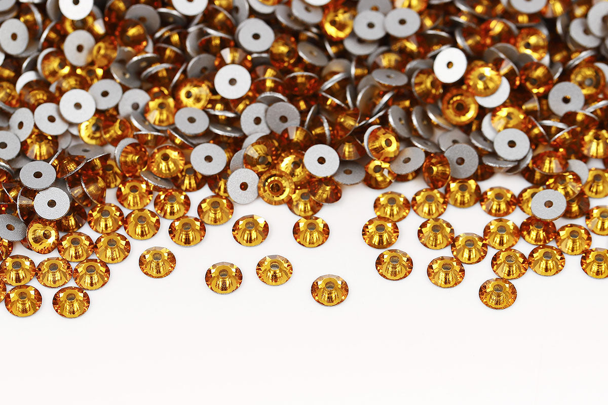 Preciosa Sew On Crystals Center Hole Flatback Topaz