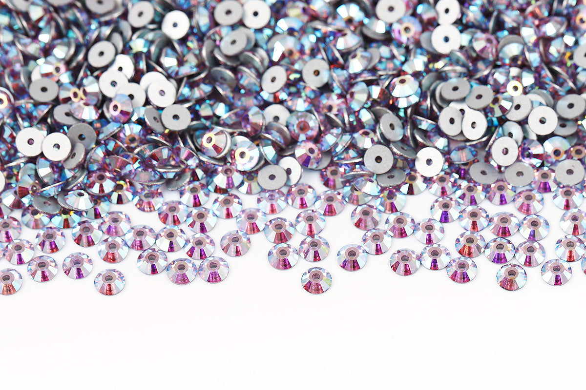 Preciosa Sew On Crystals Center Hole Flatback Violet AB