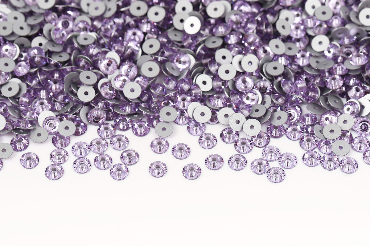 Preciosa Sew On Crystals Center Hole Flatback Violet