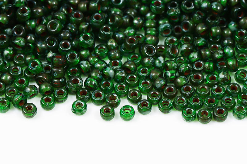Matubo Round 2/0 Chrysolite Travertin Czech Seed beads