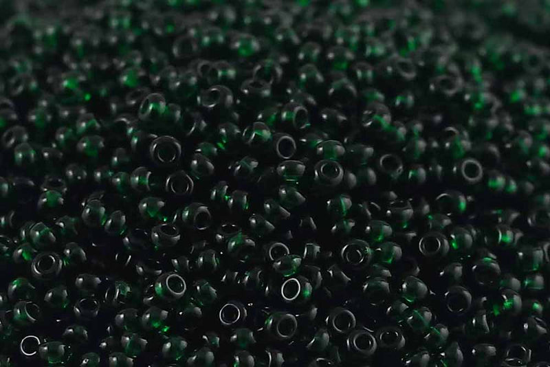 Preciosa Rocailles 11/0 Transparent Dark Green col.50150