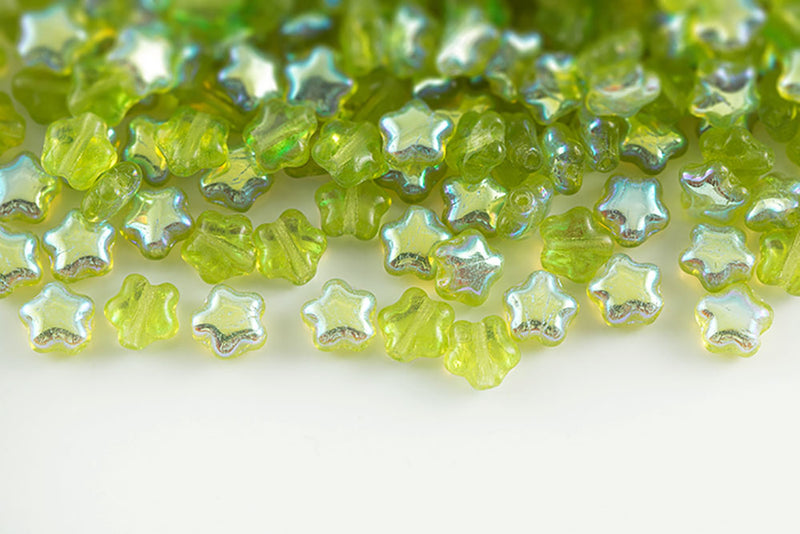 Star 6mm Star 6mm Olivine AB Czech Glass Beads