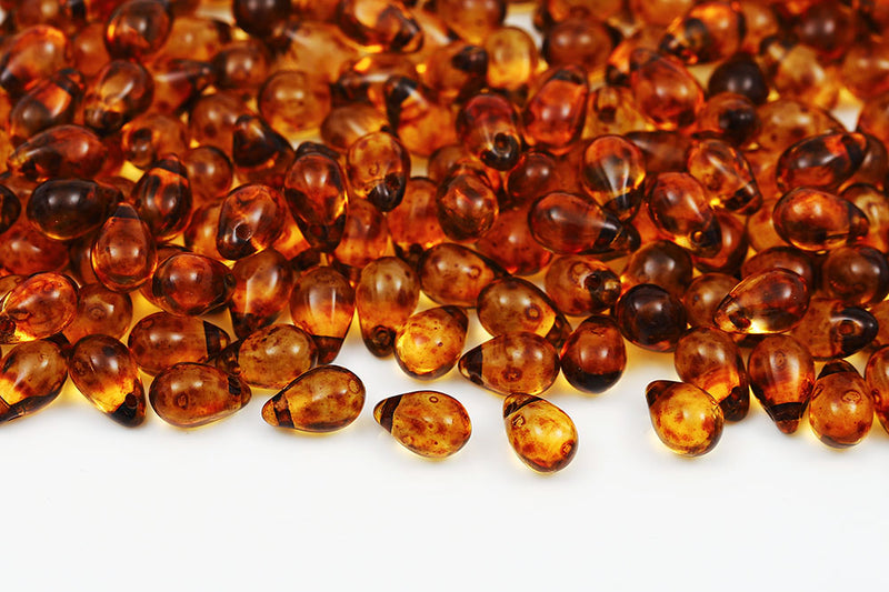 Drops 6×9mm Lt.Rose Travertin Czech Glass Beads