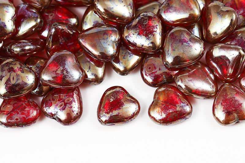 Heart 12mm Czech Glass Beads Col.90081004-43400