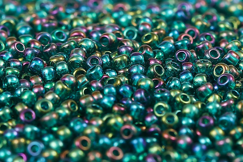Preciosa Rocailles 6/0 Transparent Emerald Rainbow Matt col.51710M