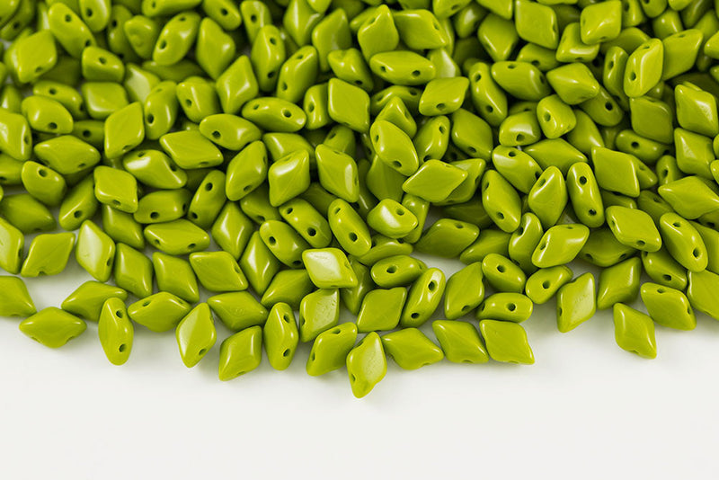 Gemduo 8×5mm Opaque Olivine 2-Hole Czech Beads