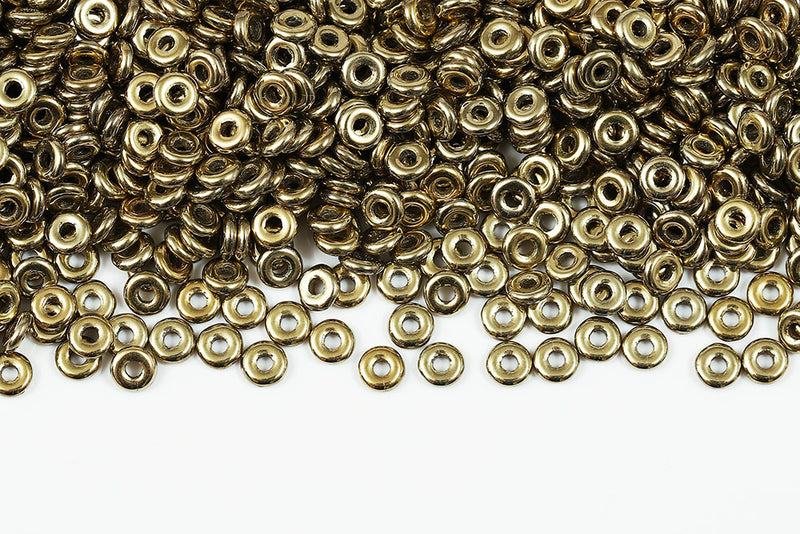 O-Beads 4×1mm Crystal Amber Full 1-Hole Czech Beads