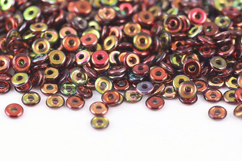 O-Beads 4×1mm Magic Red Brown 1-Hole Czech Beads