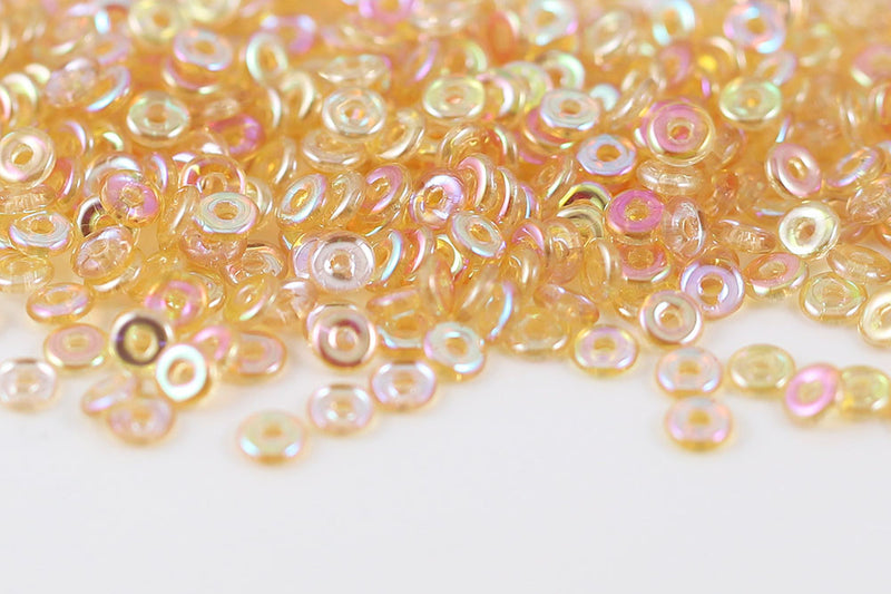 O-Beads 4×1mm Crystal Yellow Rainbow 1-Hole Czech Beads