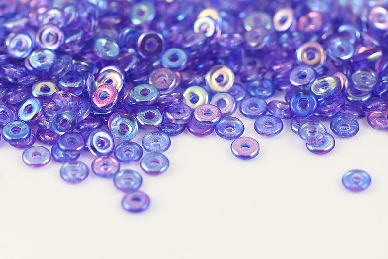O-Beads 4×1mm Crystal Blue Violet AB Finish 1-Hole Czech Beads