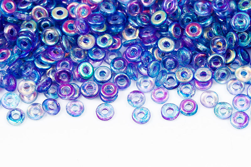 O-Beads 4×1mm Summer Rainbow Light Blue 1-Hole Czech Beads