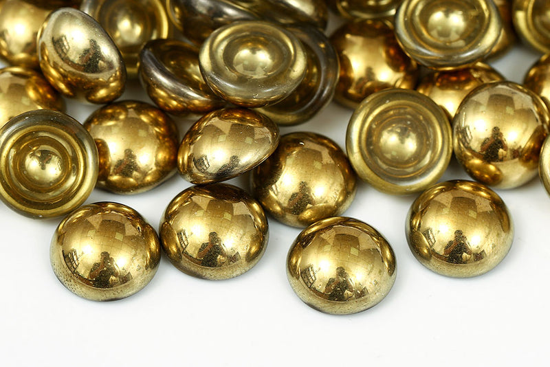 Cabochons 14mm Crystal Amber Nonporous Czech Beads