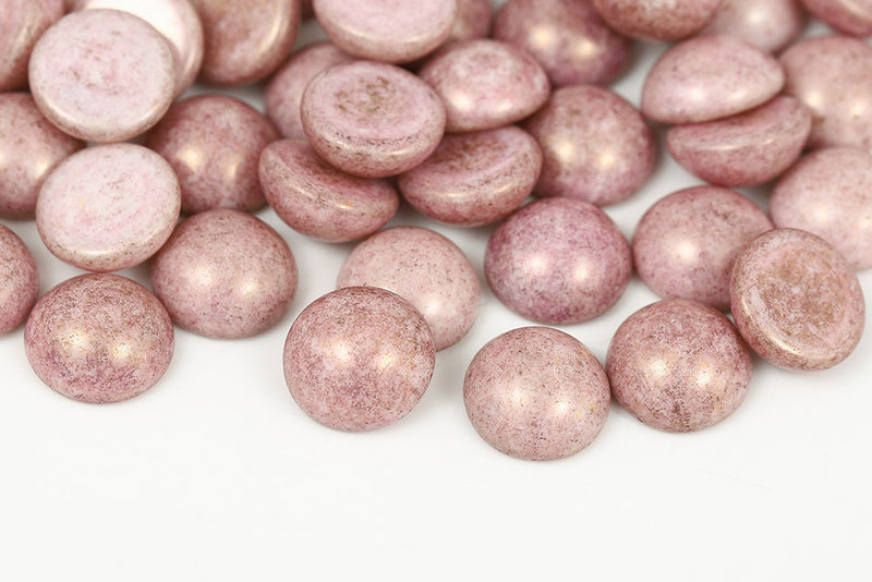 Cabochons 14mm Chalk Lila Nonporous Czech Beads