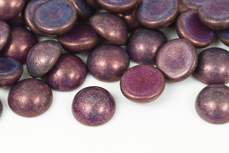 Cabochons 14mm Chalk Purple Luster Nonporous Czech Glass Beads
