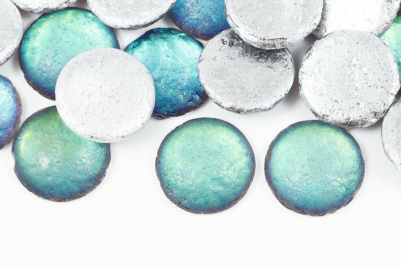 Cabochons 25mm Crystal Lake Water Etched Nonporous Czech Glass Beads