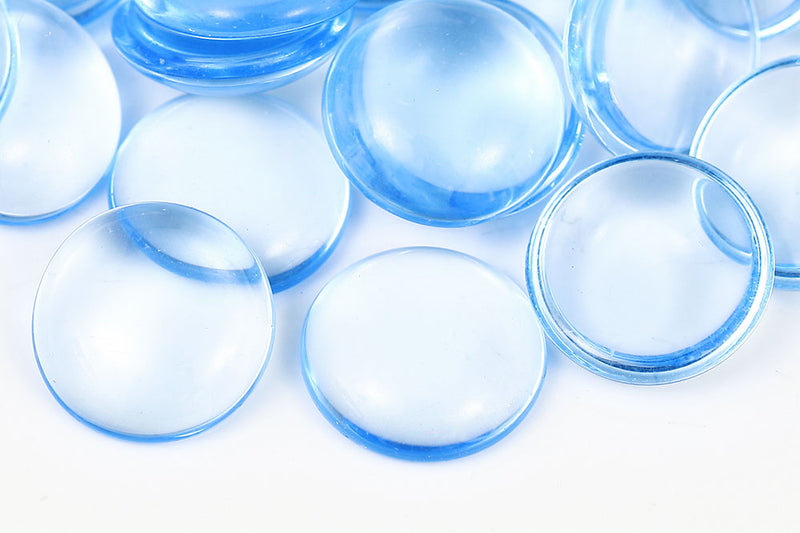 Cabochons 25mm Lt.Sapphire Nonporous Czech Glass Beads