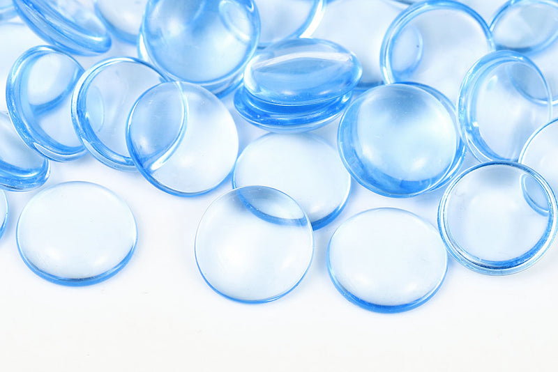 Cabochons 18mm Lt.Sapphire Nonporous Czech Glass Beads