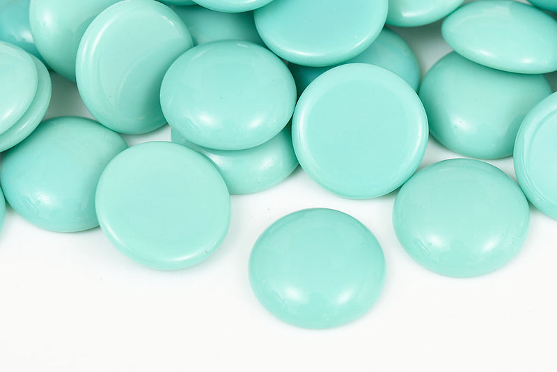 Cabochons 18mm Turquoise Lt.Green Nonporous Czech Beads