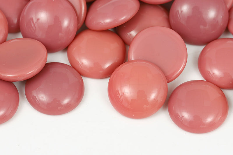 Cabochons 18mm Opaque Dark Pink Nonporous Czech Beads