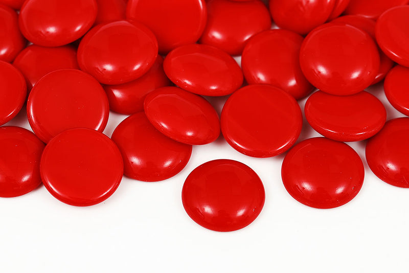 Cabochons 18mm Opaque Dark Red Nonporous Czech Glass Beads